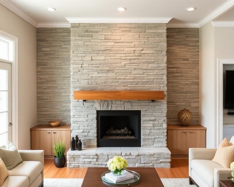 Stone Fireplace Build after