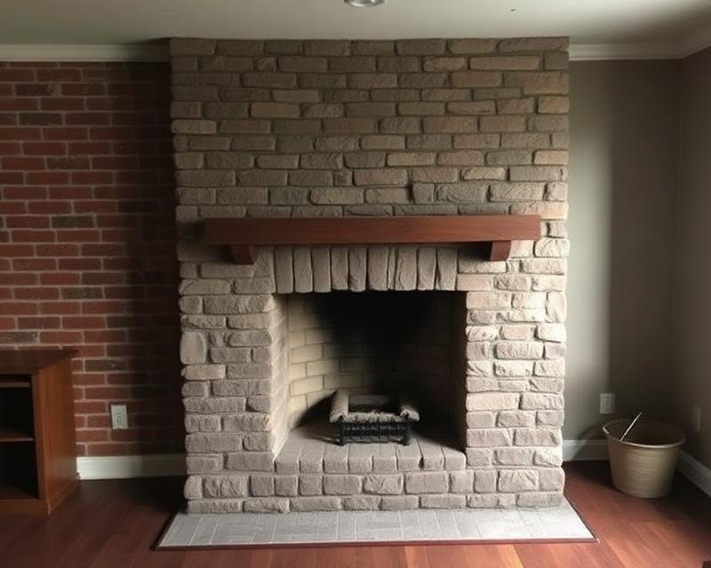 Stone Fireplace Build before